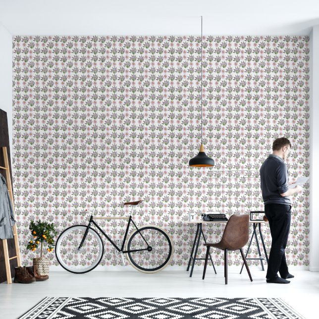 Floral Garden Lavender Pattern Wallpaper – Botanic (Living Room)
