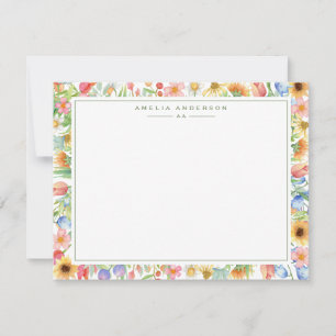 Floral Garden Monogram Note Card
