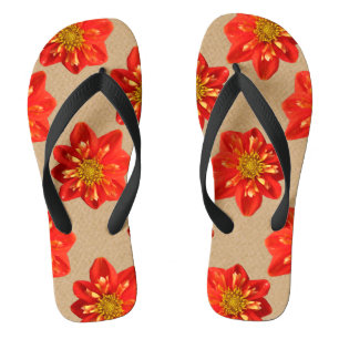 Floral Garden Orange Dahlia Flower Flip Flops