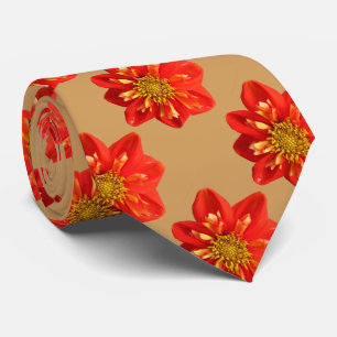 Floral Garden Orange Dahlia Flower Tie