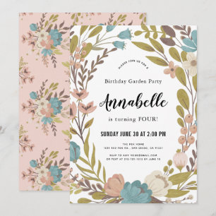 Floral Garden Party White Anniversaire Invitation
