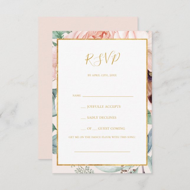 Floral Garden Pastel Chanson Demande RSVP Card (Devant / Derrière)