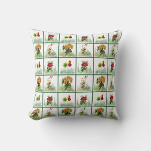 Floral Garden Pattern Throw Pillow