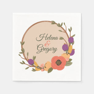 Floral Garden Personalized Wedding Napkin