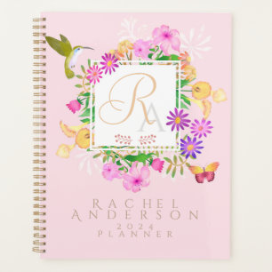 Floral Garden Pink Monogram Planner