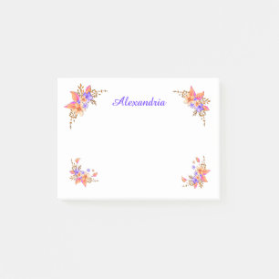 Floral Garden Pink Watercolor Personalize Post-it Notes