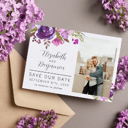 Floral Garden Purple Violet Lavender Save The Date