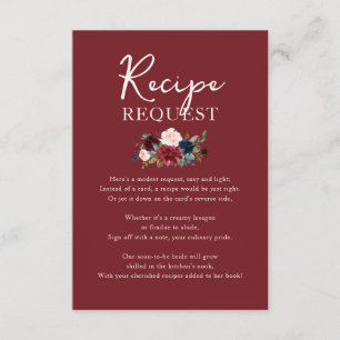 Floral Garden Recipe Request Bridal Shower Enclosure Card