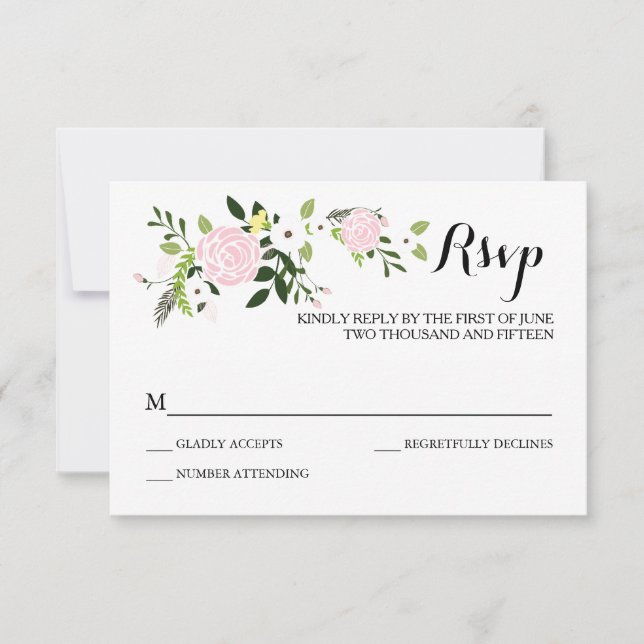 Floral Garden RSVP Card -white (Front)