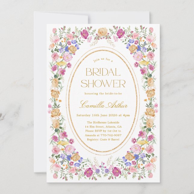 Floral Garden Spring Bridal Shower Invitation (Front)