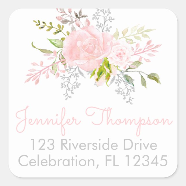 Floral Garden Square Return Address Labels (Front)