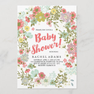 Floral Garden Theme Baby Shower Invitation