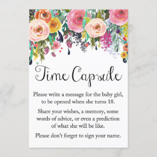 Floral Garden Time Capsule For Girl Sign 5x7" Size Invitation