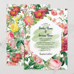 Floral Garden, Watercolor & Geometric Wedding Invitation