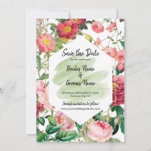 Floral Garden, Watercolor & Geometric Wedding Save The Date