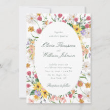Floral Garden Wedding Invitation with Oval Frame