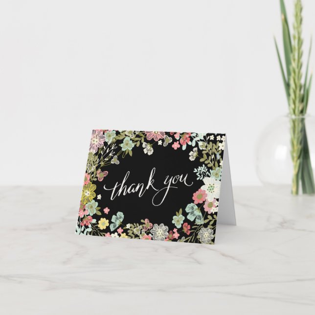 Floral Garden Wedding Merci Cartes de notes (Devant)