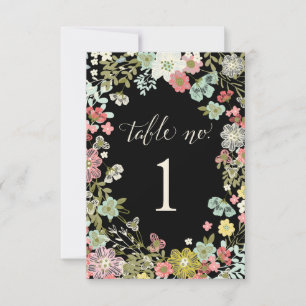 Floral Garden Wedding Table Number Cards