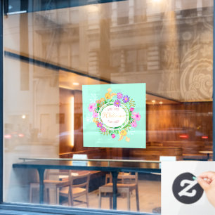 Floral Garden Welcome Window Cling