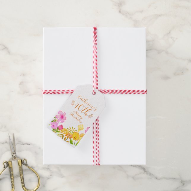 Floral Garden White Gift Tags (With Twine)