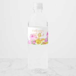 Floral Garden White Water Bottle Label