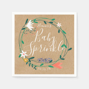 Floral Garland Baby Sprinkle / Shower Rustic Boho Napkin