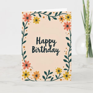 Floral Garland Birthday Card