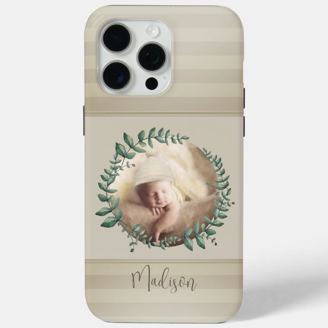 Floral Garland Eucalyptus New Baby Photo Case-Mate iPhone Case (Back)