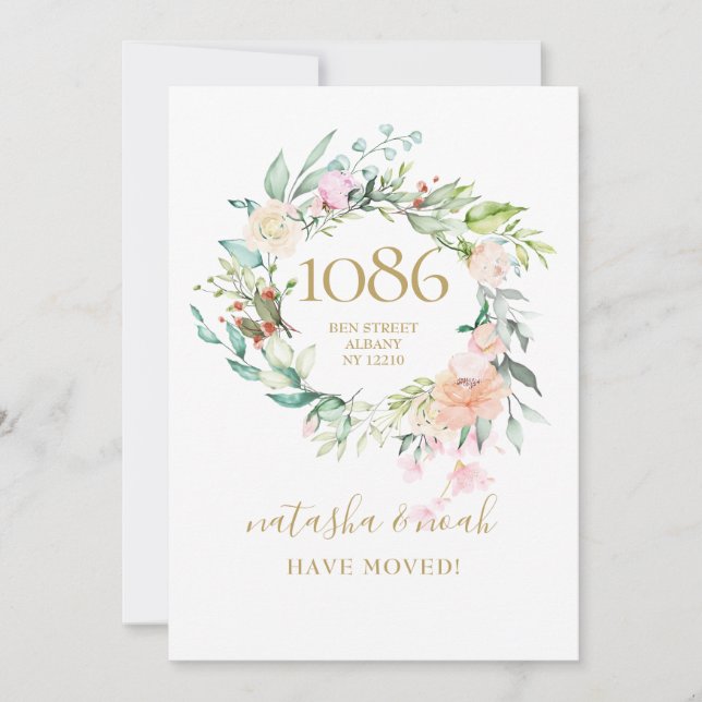 Floral Garland New Home Address Announcement (Front)