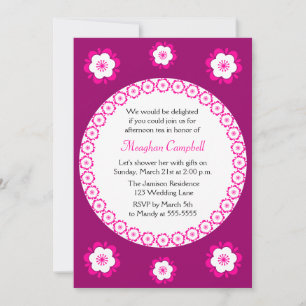 Floral Garland Pink Bridal Shower Invitation