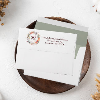 Floral Garland WARM COLOR 50TH ANNIVERSARY Envelope