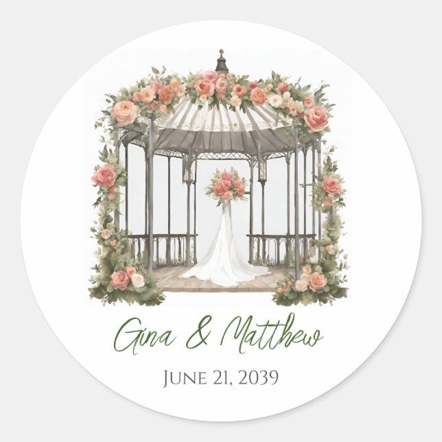 Floral Gazebo Wedding Envelope Seals Favour Sticke (Front)