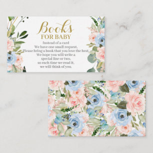 Floral gender reveal bring a book enclosure card