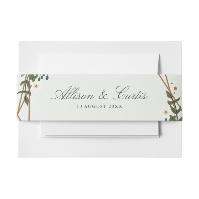 floral geometric belly band invitation belly band (Front Example)
