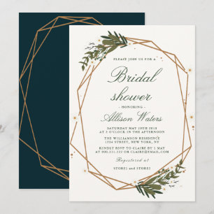 floral geometric Bridal shower invitation card