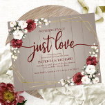 Floral Geometric Budget Wedding Invitations<br><div class="desc">Beautiful and inexpensive burgundy floral geometric on light brown rustic wood wedding invitations. Easy to personalize with your details. PLEASE NOTE: The envelopes are NOT INCLUDE; affordable A7 envelopes are available to purchase separately. CUSTOMIZATION: If you need design customization, please contact me throw the chat; if you need information about...</div>