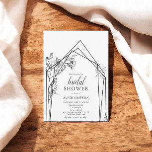 Floral Geometric Elegant Bridal Shower Invitation