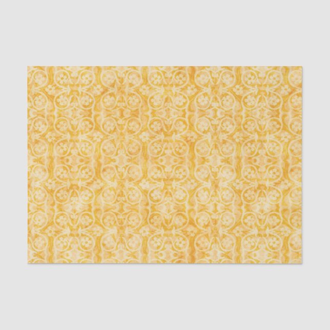 Floral Geometric Gold Beige Tissue Paper (Front)