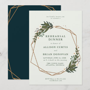 floral geometric rehearsal dinner invitation
