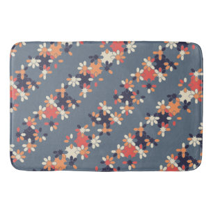 Floral Geometric Seamless Pattern Bath Mat
