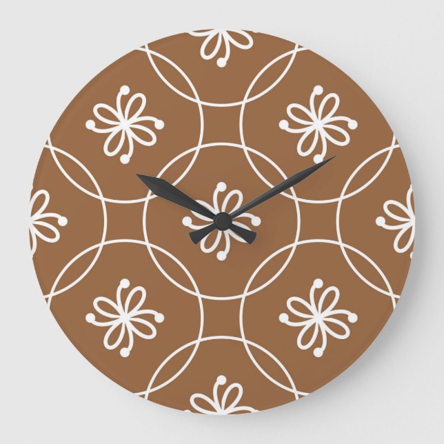 Floral geometric: vintage art pattern. large clock (Front)