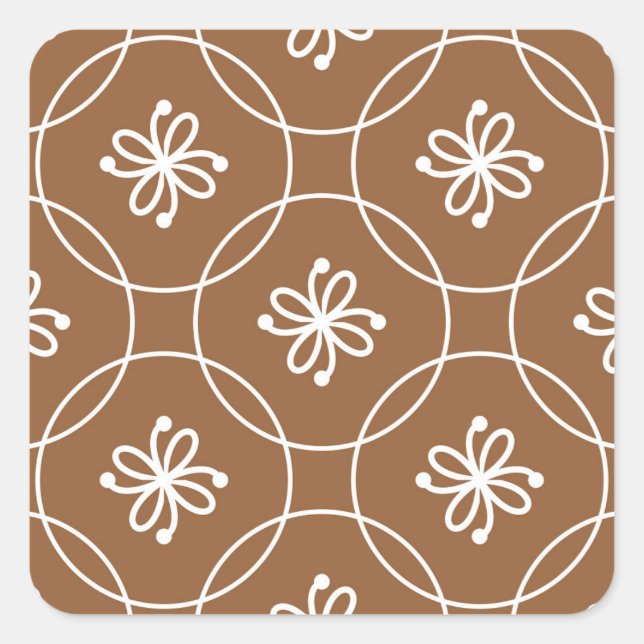 Floral geometric: vintage art pattern. square sticker (Front)