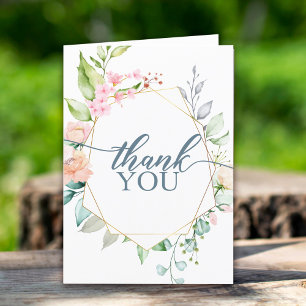 Floral Geometric Watercolor Thank You Card