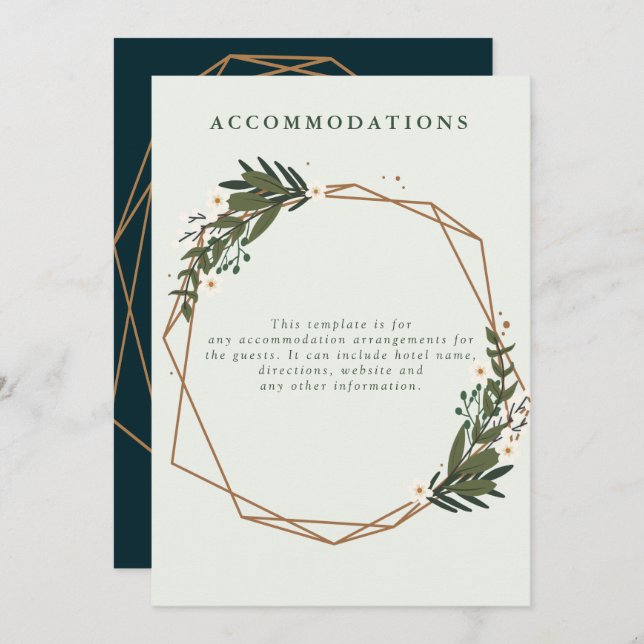 floral geometric wedding accommodation card (Front/Back)