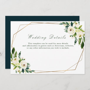 floral geometric wedding details card