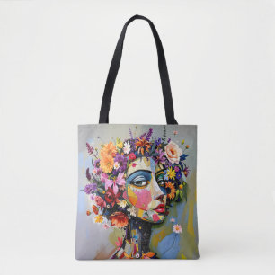 "Floral Geometry" – A Botanical Portrait Tote Bag
