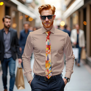 Floral Geometry Abstract Art Tie