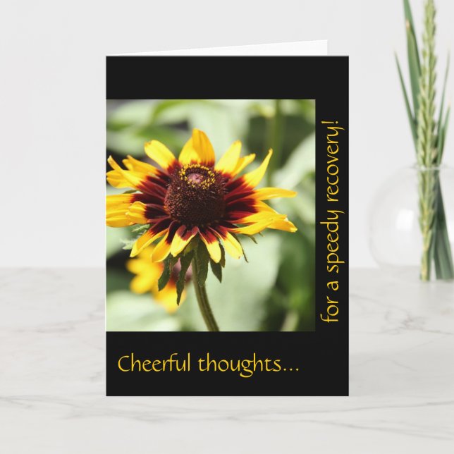 Floral Get Well Card, Cheerful Yellow Coneflower Card (Front)