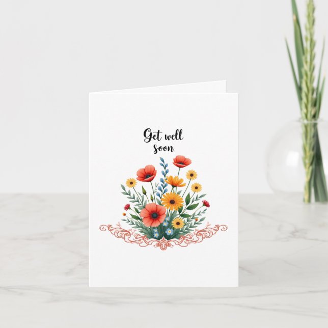 Floral Get Well Soon Card (Front)