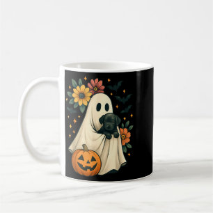 Floral Ghost Black Dog Coquette Funny Halloween Coffee Mug